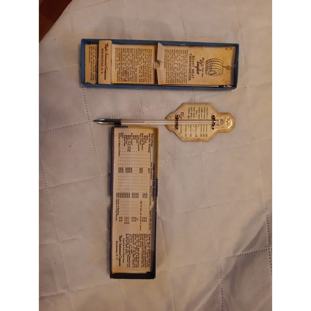 Vintage Taylor Roast Meat & Poultry Thermometer 1930's USA Original Box